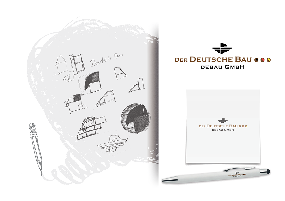 Für die Deutsche Bau GmbH entstand ein kraftvolles Logo mit Adler und Bausteinen – ein Symbol für Qualität, Stärke und deutsche Identität im Baugewerbe.