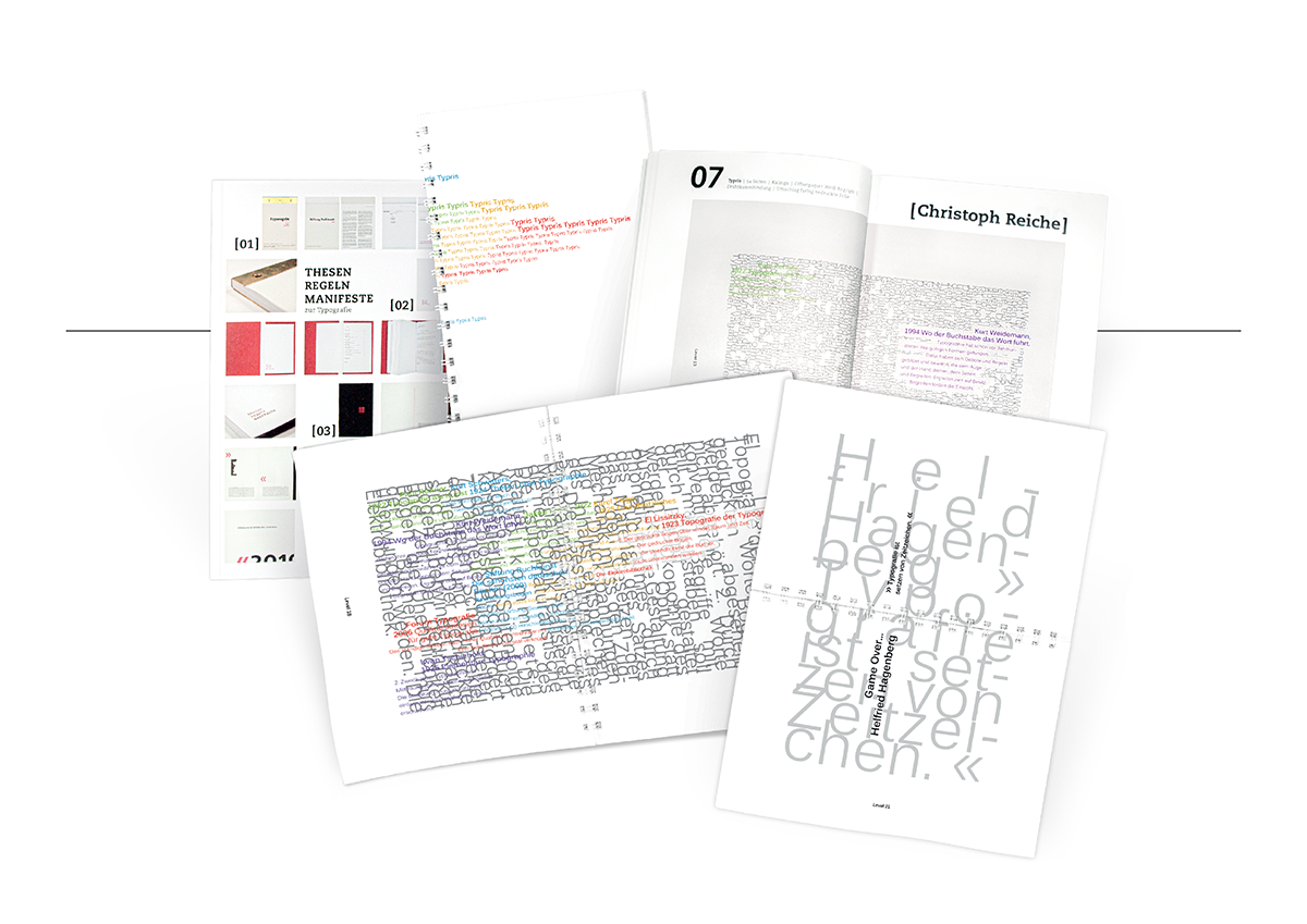 Diese Broschur zur Buchkunst von HTWK Leipzig und HBK Braunschweig kombiniert klassische Typografie mit modernen digitalen Aspekten. Das Tetris-Spiel als Gestaltungselement und die Spiralbindung unterstreichen die Auseinandersetzung mit bedeutenden Typografen.
